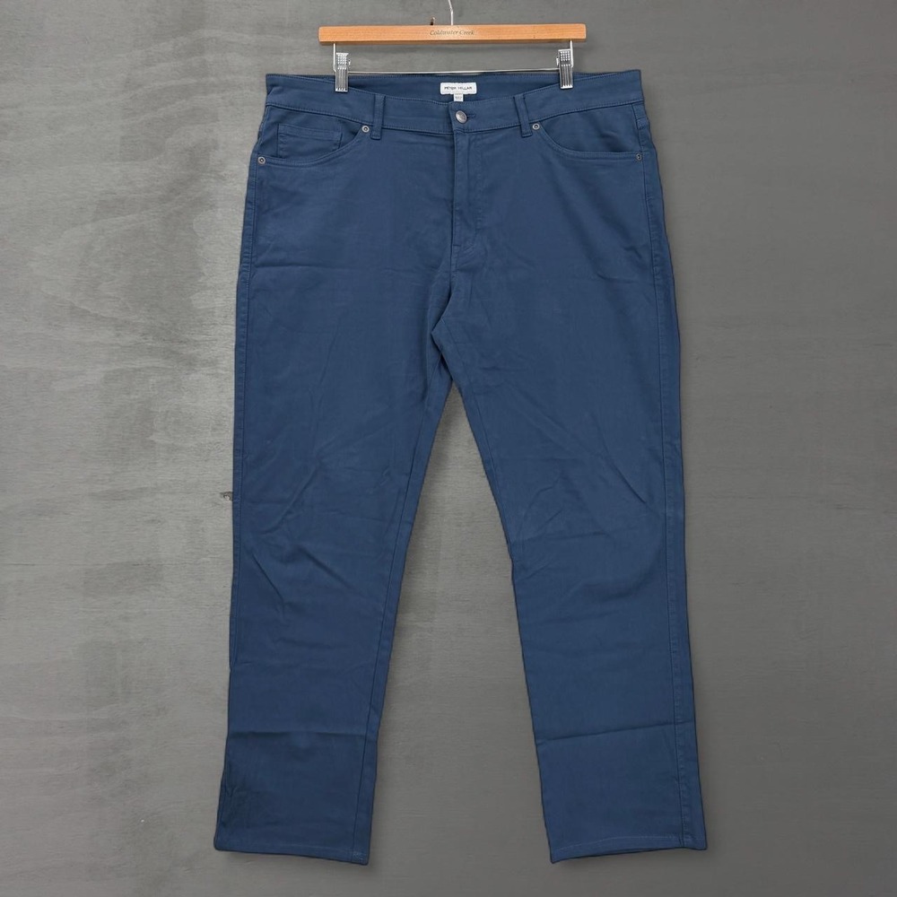 Peter Millar Signature Sateen Pants Blue Classic Fit 5-Pocket 38 x 29